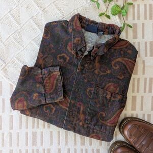 Bon Homme | Vintage | Retro Paisley Button Front Shirt | Large